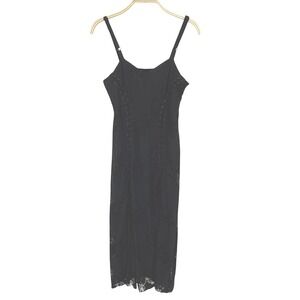 Punk Rave Lace Up Corset Midi Dress Womens Small Black Gothic‎ Grunge Floral